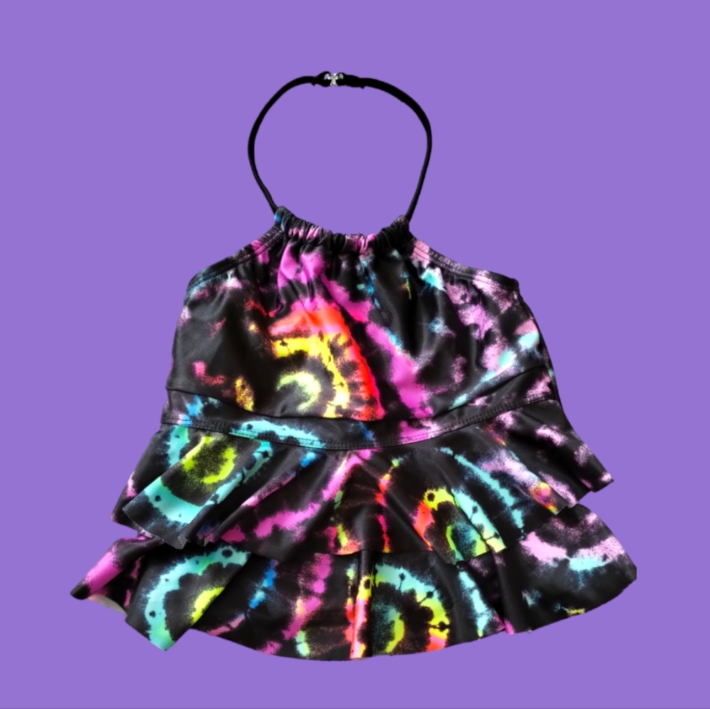 WONDER NATION GIRLS SIZE  XS/XCH ( 4-5)TANKINI TOP SWIMSUIT HALTER STYLE spiral